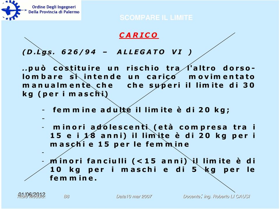 r i il lim it e d i 3 0 k g ( p e r i m a s c h i) - fe m m in e a d u lte il lim ite è d i 2 0 k g ; - - m in o r i a d o le s c e n ti ( e t à c o m p r e s a t r a i 1 5 e