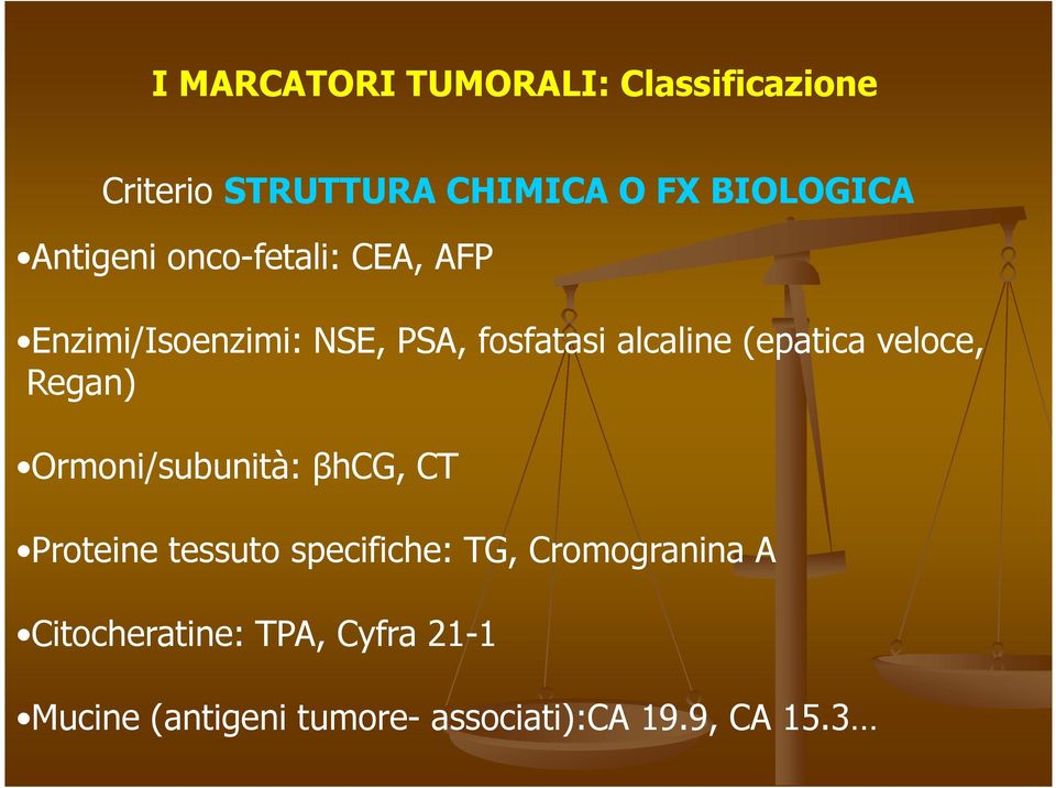 (epatica veloce, Regan) Ormoni/subunità: βhcg, CT Proteine tessuto specifiche: TG,