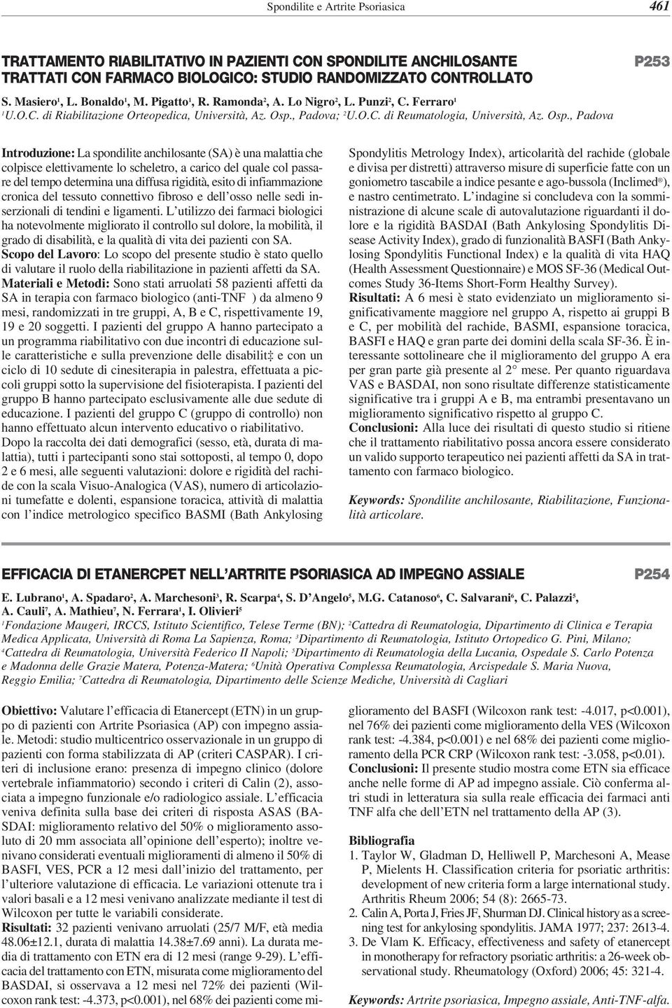 , Padova; 2 U.O.C. di Reumatologia, Università, Az. Osp.