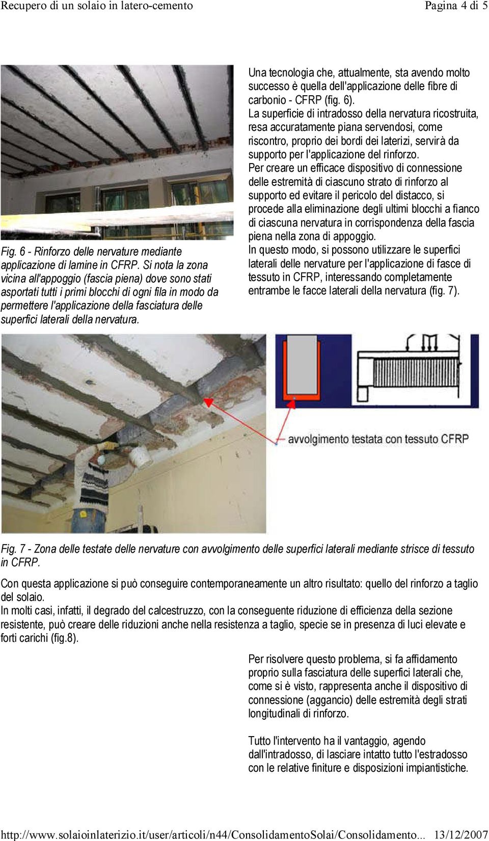 nervatura. Una tecnologia che, attualmente, sta avendo molto successo è quella dell'applicazione delle fibre di carbonio - CFRP (fig. 6).