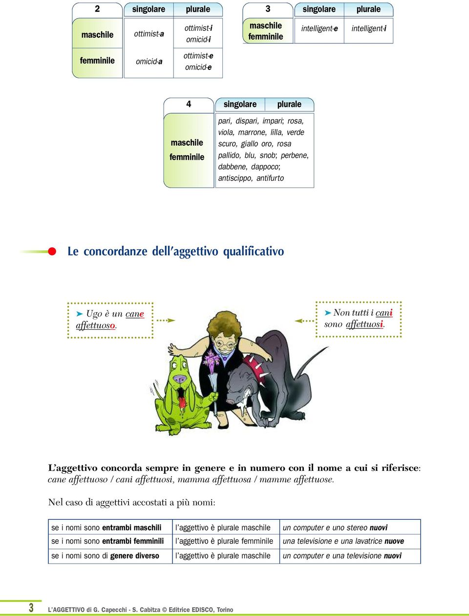 qualificativo Ugo è un cane affettuoso. Non tutti i cani sono affettuosi.