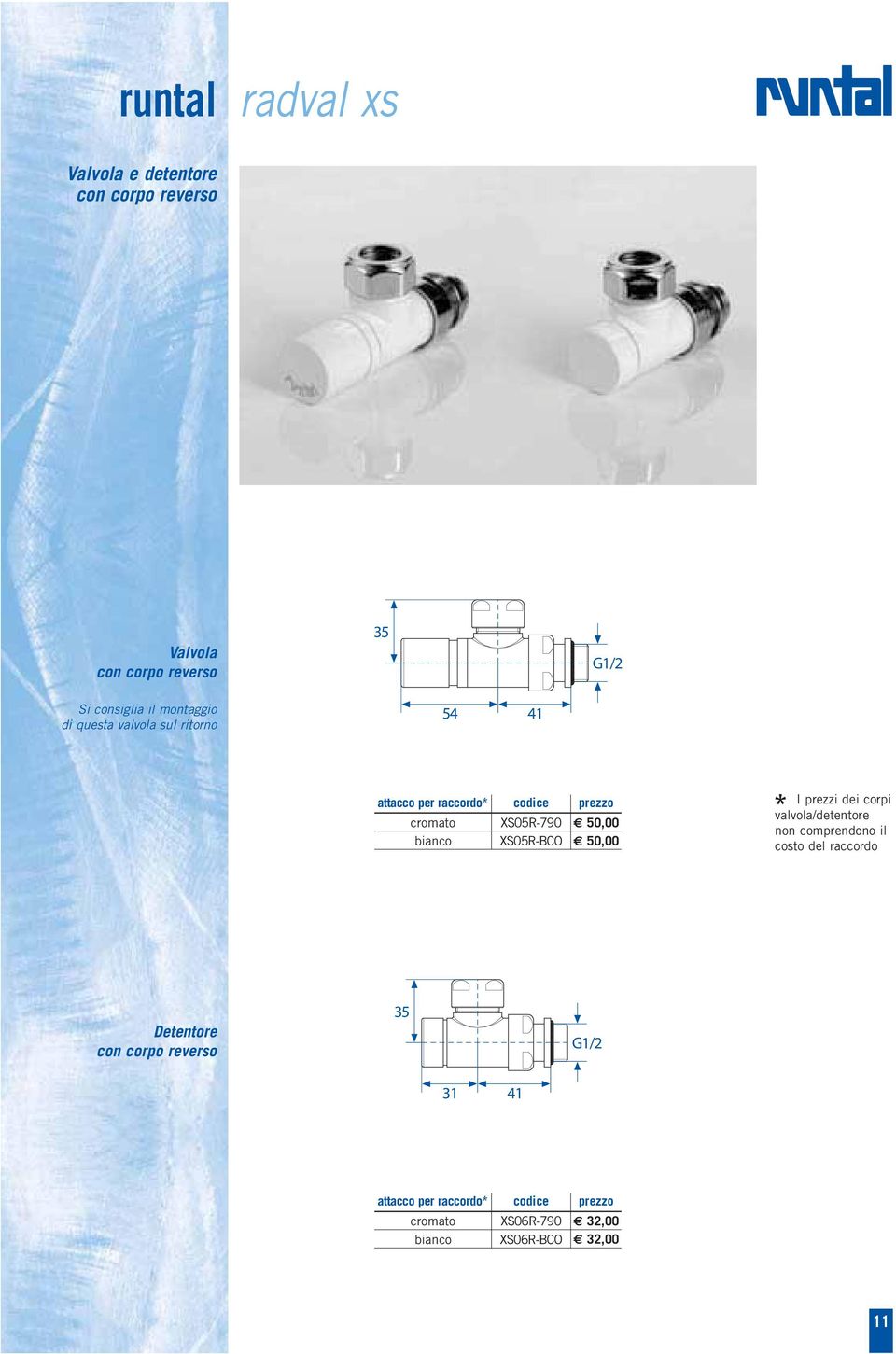 XS05R-790 50,00 bianco XS05R-BCO 50,00 Detentore con corpo reverso 35