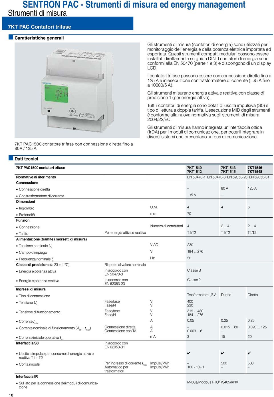 I contatori di energia sono conformi alla EN 50470 (parte 1 e 3) e dispongono di un display LCD.