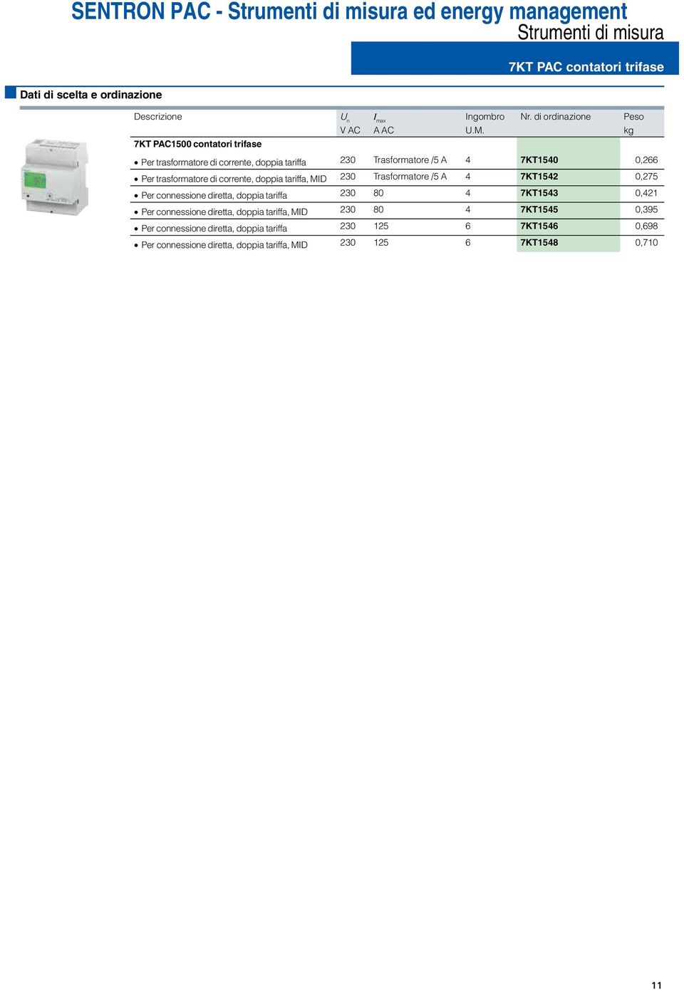 trasformatore di corrente, doppia tariffa, MID 230 Trasformatore /5 A 4 7KT1542 0,275 Per connessione diretta, doppia tariffa 230 80 4 7KT1543 0,421