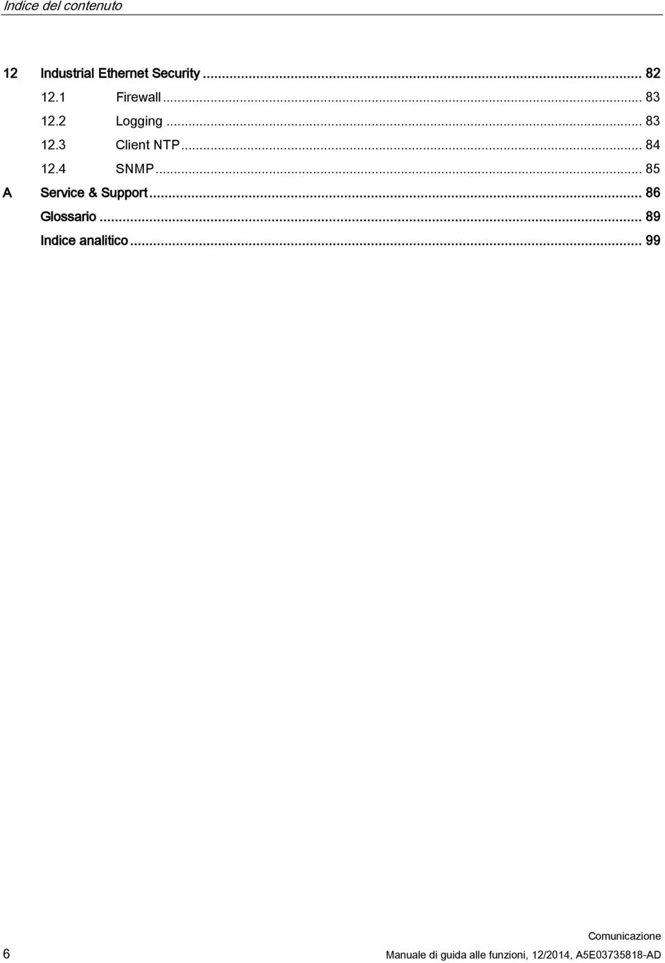 4 SNMP... 85 A Service & Support... 86 Glossario.