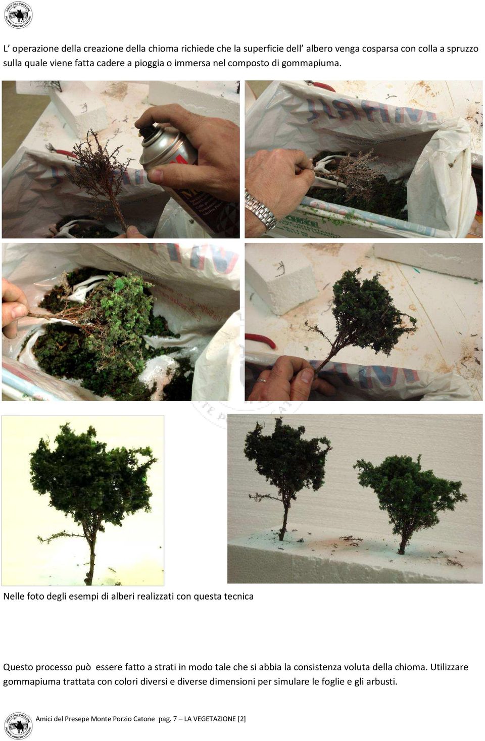 Nelle foto degli esempi di alberi realizzati con questa tecnica Questo processo può essere fatto a strati in modo tale che si abbia