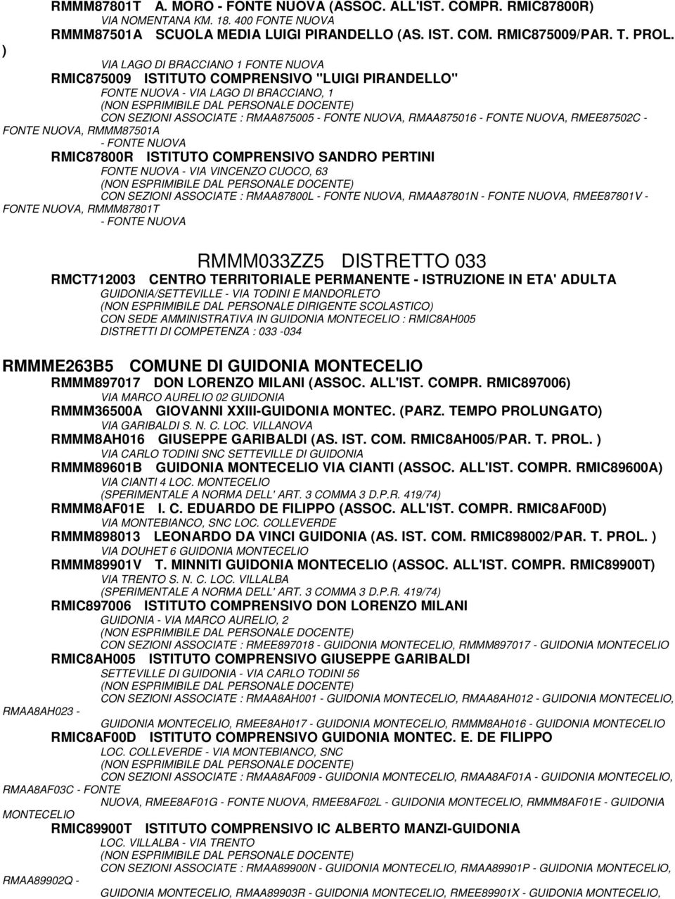 NUOVA, RMEE87502C - FONTE NUOVA, RMMM87501A - FONTE NUOVA RMIC87800R ISTITUTO COMPRENSIVO SANDRO PERTINI FONTE NUOVA - VIA VINCENZO CUOCO, 63 CON SEZIONI ASSOCIATE : RMAA87800L - FONTE NUOVA,