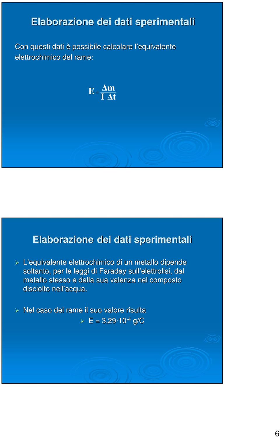 di un metallo dipende soltanto, per le leggi di Faraday sull elettrolisi, dal metallo stesso e