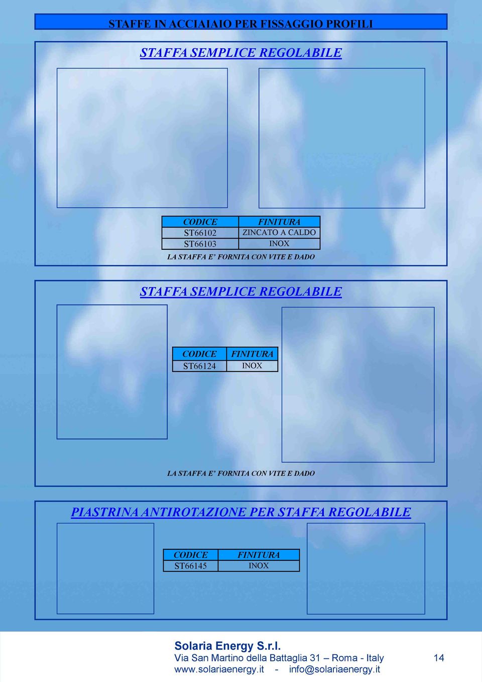 REGOLABILE ST66124 LA STAFFA E FORNITA CON VITE E DADO PIASTRINA