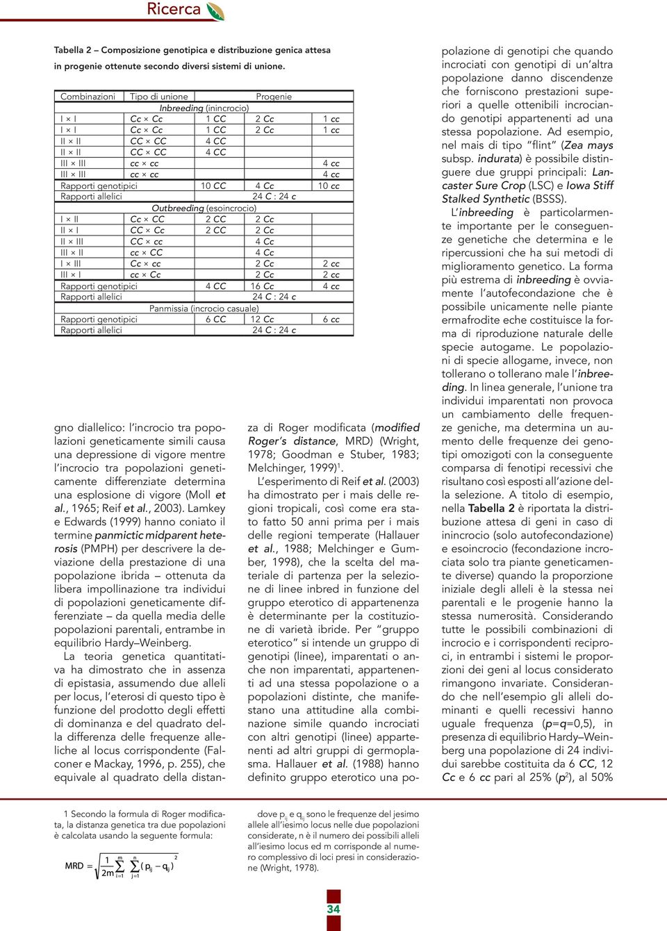 genotipici 10 CC 4 Cc 10 cc Rapporti allelici 24 C : 24 c Outbreeding (esoincrocio) I II Cc CC 2 CC 2 Cc II I CC Cc 2 CC 2 Cc II III CC cc 4 Cc III II cc CC 4 Cc I III Cc cc 2 Cc 2 cc III I cc Cc 2