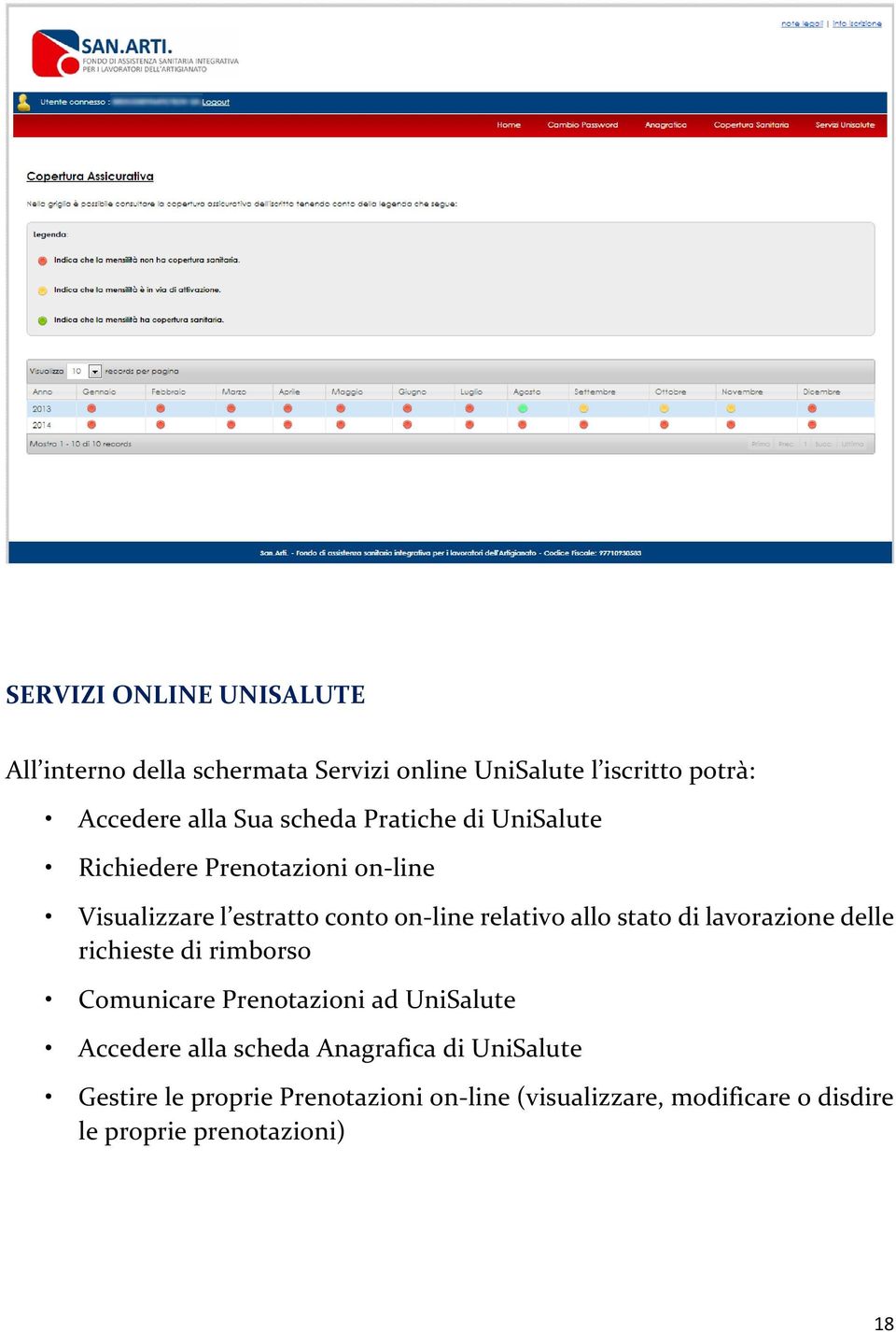 stato di lavorazione delle richieste di rimborso Comunicare Prenotazioni ad UniSalute Accedere alla scheda