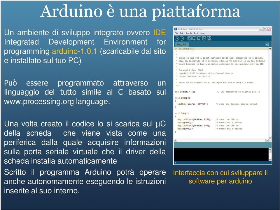 Una volta creato il codice lo si scarica sul µc della scheda che viene vista come una periferica dalla quale acquisire informazioni sulla porta seriale virtuale che il