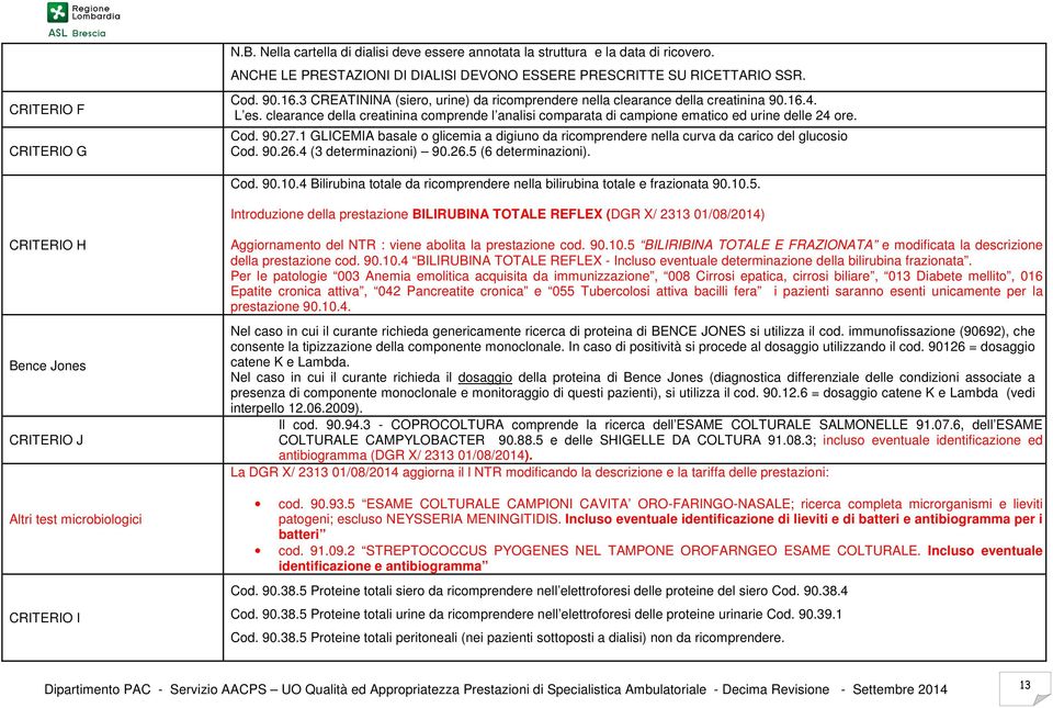 90.27.1 GLICEMIA basale o glicemia a digiuno da ricomprendere nella curva da carico del glucosio Cod. 90.26.4 (3 determinazioni) 90.26.5 (6 determinazioni). Cod. 90.10.