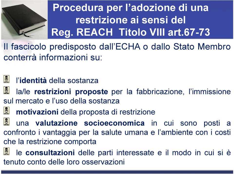 per la fabbricazione, l immissione sul mercato e l uso della sostanza motivazioni della proposta di restrizione una valutazione socioeconomica in