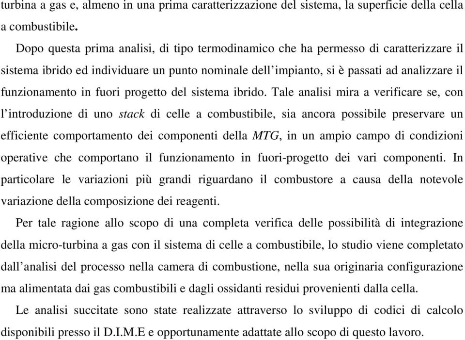 fuori progetto del sistema ibrido.