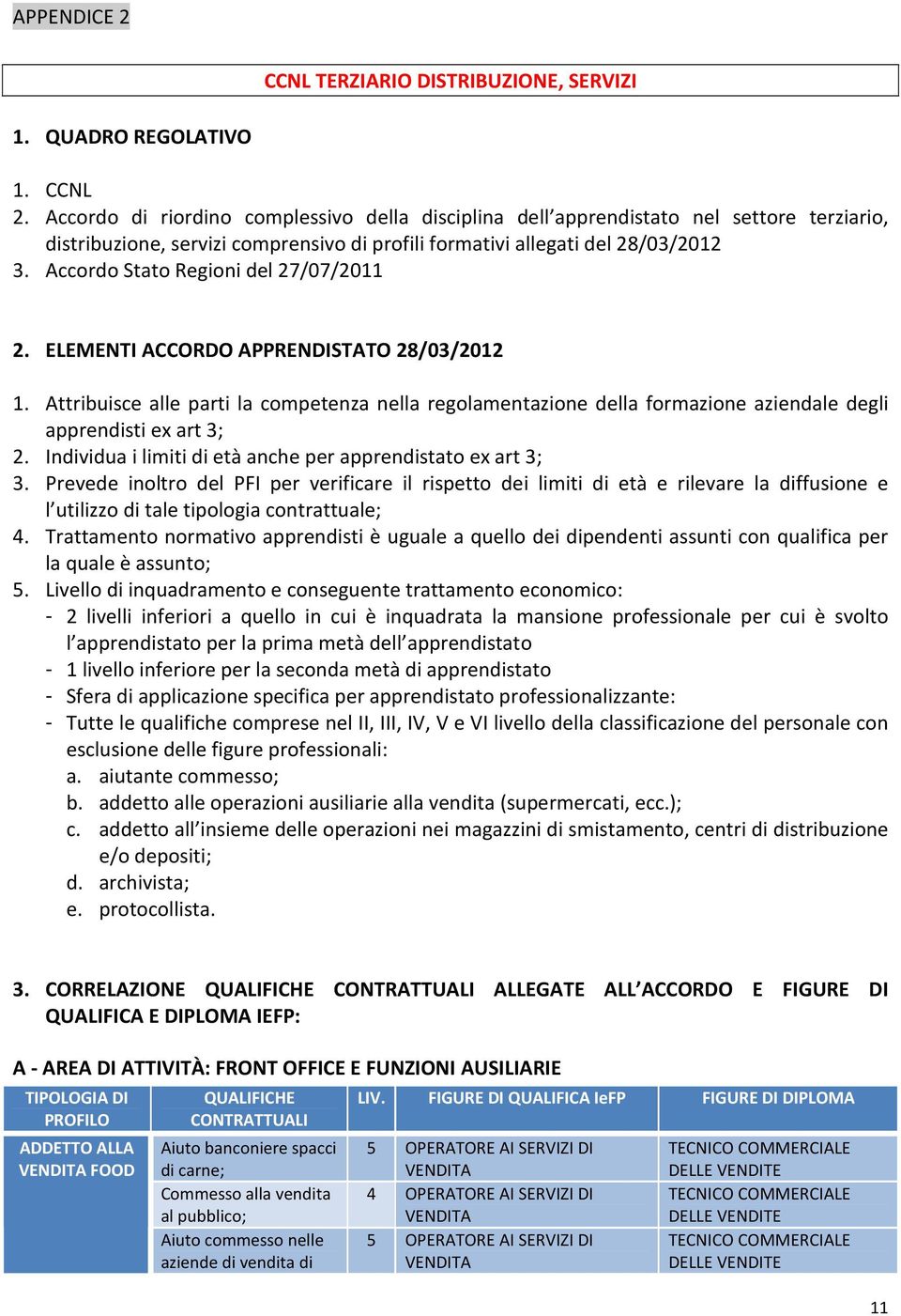 Accordo Stato Regioni del 27/07/2011 2. ELEMENTI ACCORDO APPRENDISTATO 28/03/2012 1.