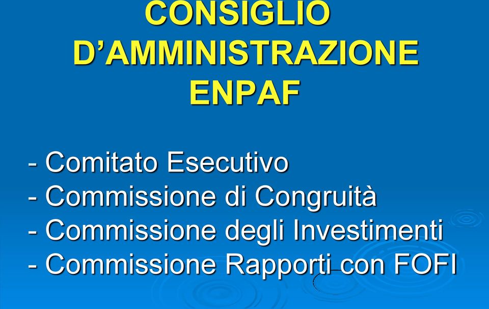 Congruità - Commissione degli