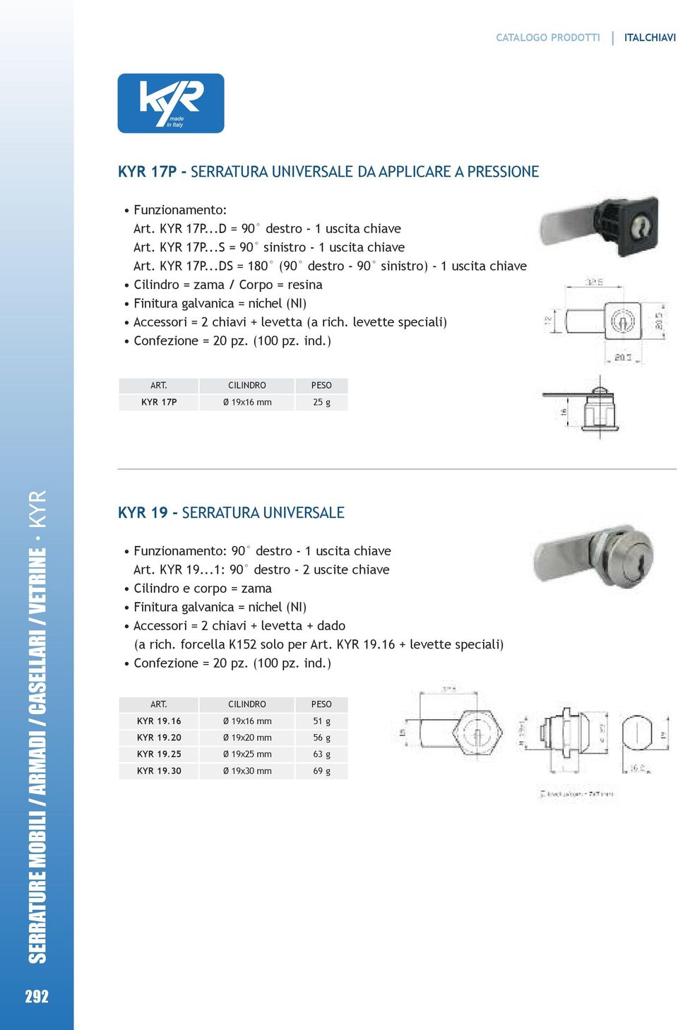 levette speciali) Confezione = pz. (100 pz. ind.) ART.