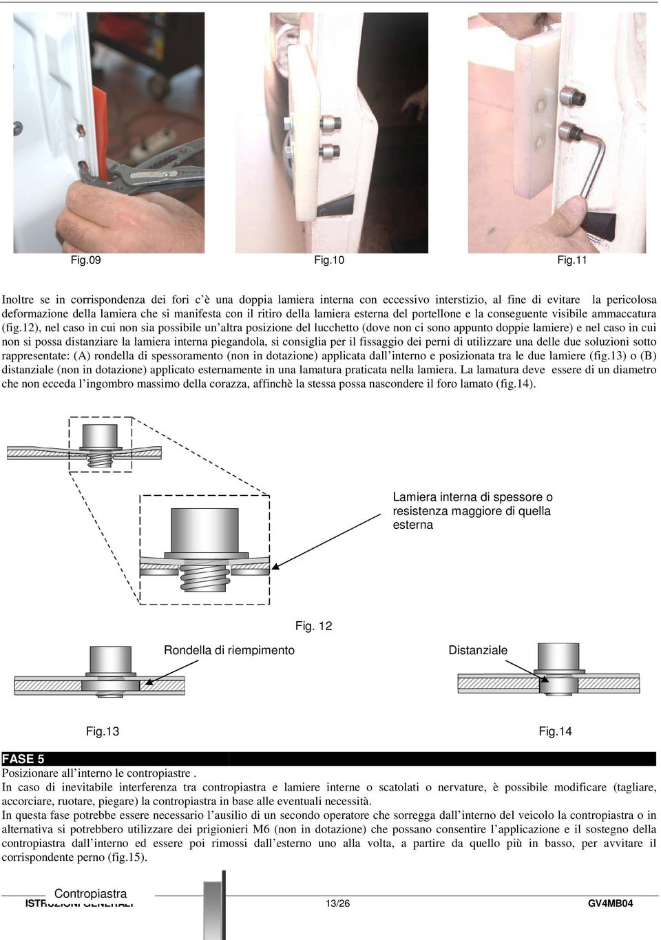 lamiera esterna del portellone e la conseguente visibile ammaccatura (fig.