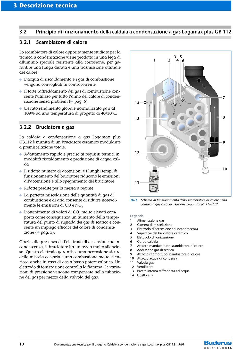 3.2.1 Scambiatore di calore Lo scambiatore di calore appositamente studiato per la tecnica a condensazione viene prodotto in una lega di alluminio speciale resistente alla corrosione, per garantire