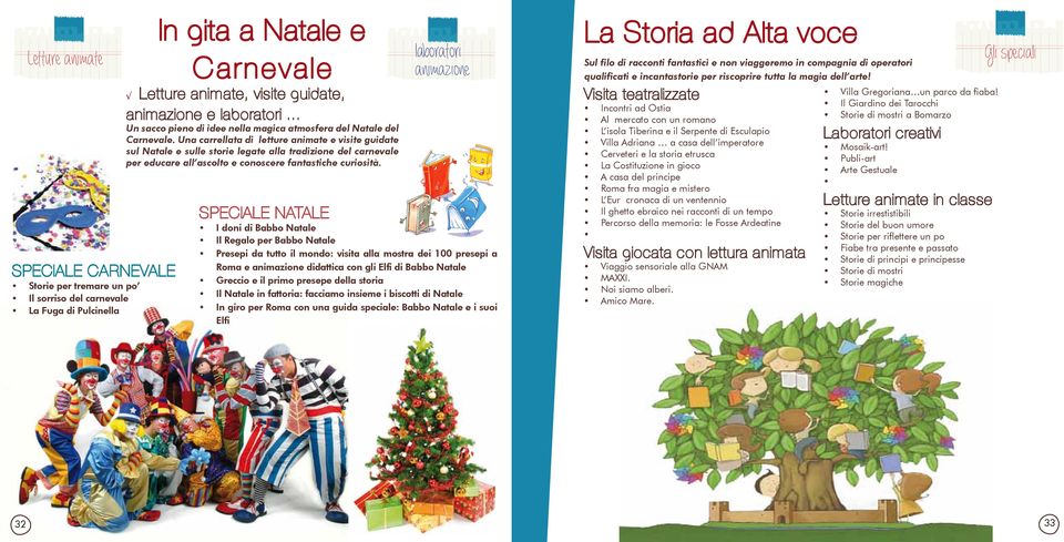 Una carrellata di letture animate e visite guidate sul Natale e sulle storie legate alla tradizione del carnevale per educare all ascolto e conoscere fantastiche curiosità.