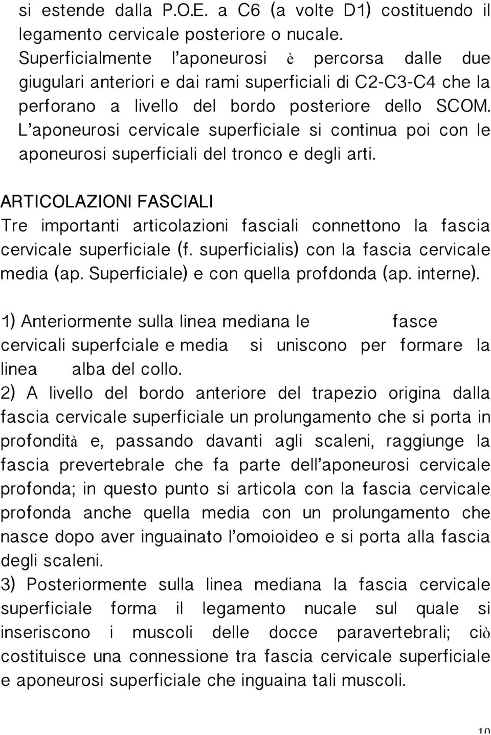 L aponeurosi cervicale superficiale si continua poi con le aponeurosi superficiali del tronco e degli arti.