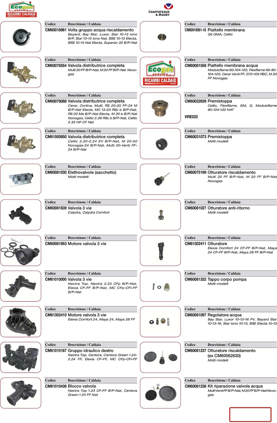 Cerar Venti FF, G70-105 RSC, M 20 FF Novogas CM60078088 Valvola distributrice completa Cerar, Cortina, Multi, RS 20-20 FF-24 M B/P-Nat Electa, MC 13-20 RSc b B/P-Nat, RS 20 Me B/P-Nat Electa, M 20 e