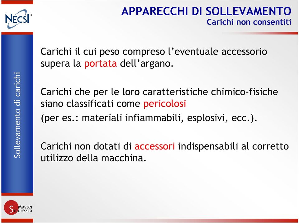 Carichi che per le loro caratteristiche chimico-fisiche siano classificati come