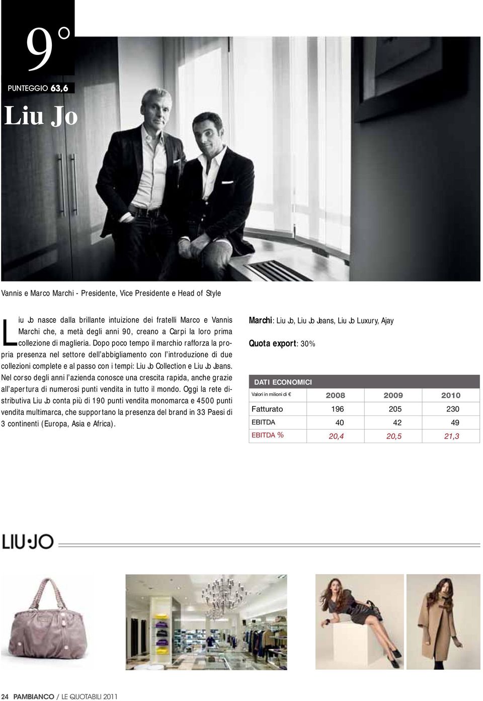 Dopo poco tempo il marchio rafforza la propria presenza nel settore dell abbigliamento con l introduzione di due collezioni complete e al passo con i tempi: Liu Jo Collection e Liu Jo Jeans.