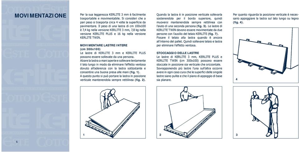 MOVIMENTARE LASTRE INTERE (cm 300x100) Le lastre di KERLITE 3 mm e KERLITE PLUS possono essere sollevate da una persona.