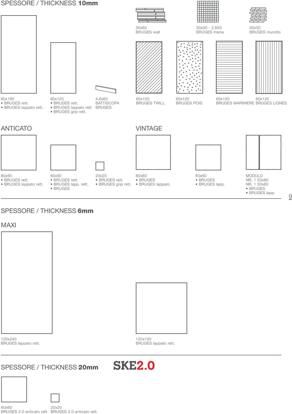 BRUGES grip rett. 80x80 BRUGES BRUGES lappato BRUGES BRUGES lapp. MODULO NR. 1 50x80 NR. 1 30x80 BRUGES BRUGES lapp.