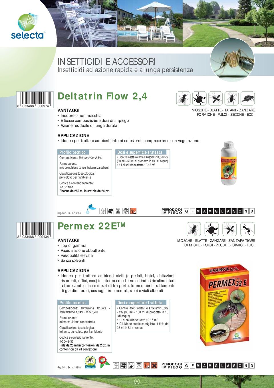 Idoneo per trattare ambienti interni ed esterni, comprese aree con vegetazione Composizione: Deltametrina 2,5% Formulazione: microemulsione concentrata senza solventi pericoloso per l ambiente