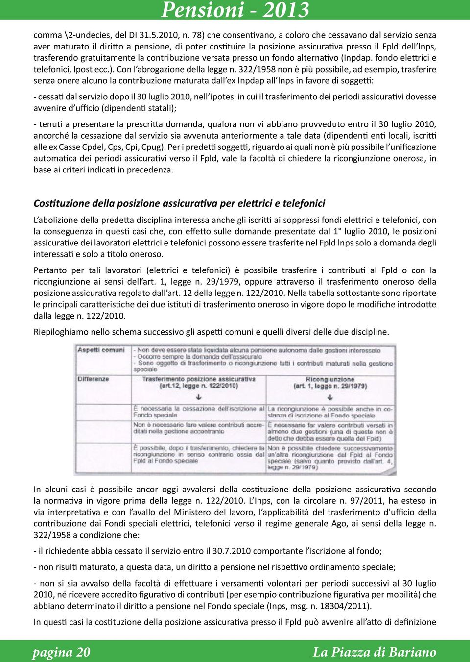 la contribuzione versata presso un fondo alternativo (Inpdap. fondo elettrici e telefonici, Ipost ecc.). Con l abrogazione della legge n.