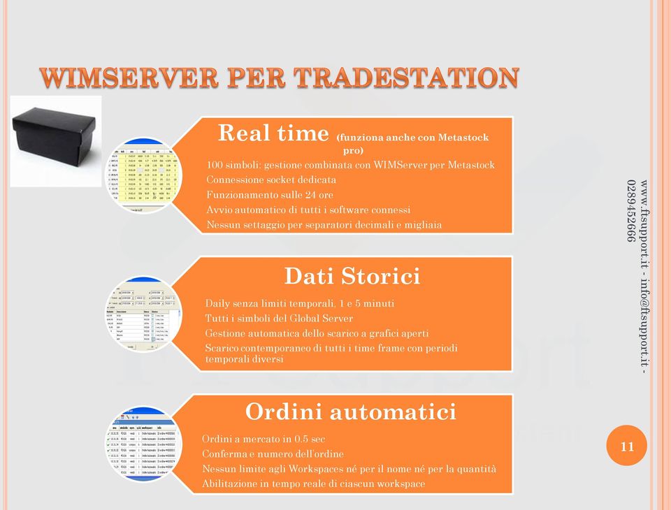 del Global Server Gestione automatica dello scarico a grafici aperti Scarico contemporaneo di tutti i time frame con periodi temporali diversi Ordini automatici