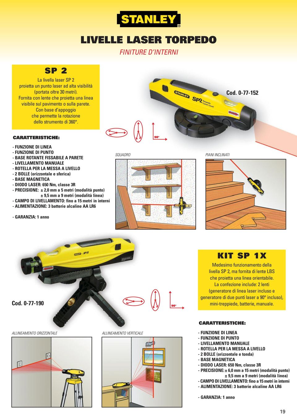 0-77-152 - FUNZIONE DI LINEA - FUNZIONE DI PUNTO - BASE ROTANTE FISSABILE A PARETE - LIVELLAMENTO MANUALE - ROTELLA PER LA MESSA A LIVELLO - 2 BOLLE (orizzontale e sferica) - BASE MAGNETICA - DIODO