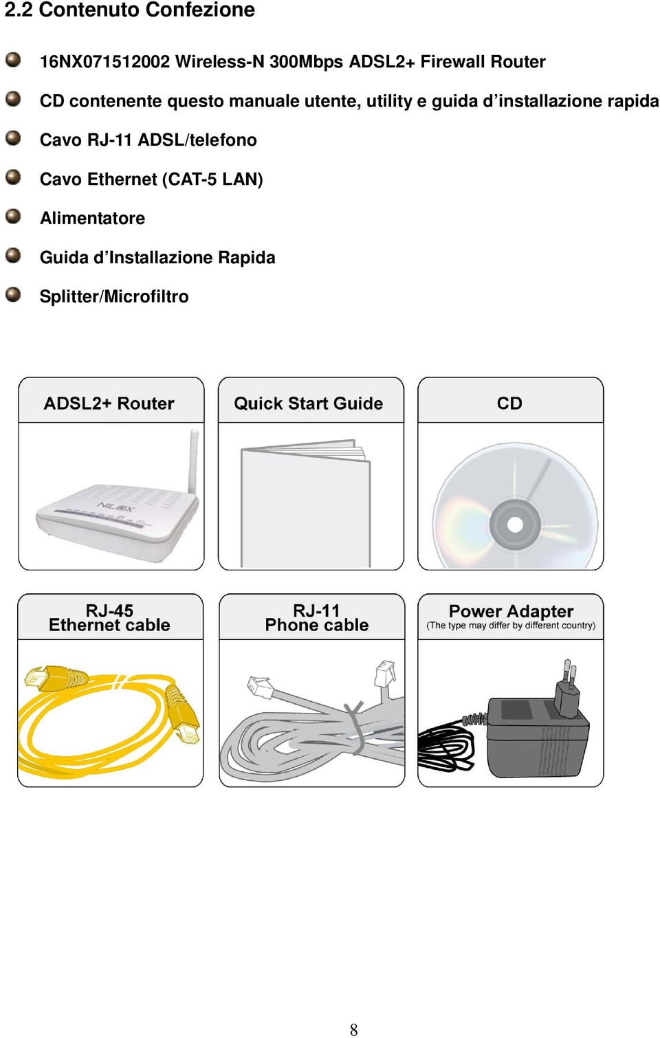 guida d installazione rapida Cavo RJ-11 ADSL/telefono Cavo Ethernet