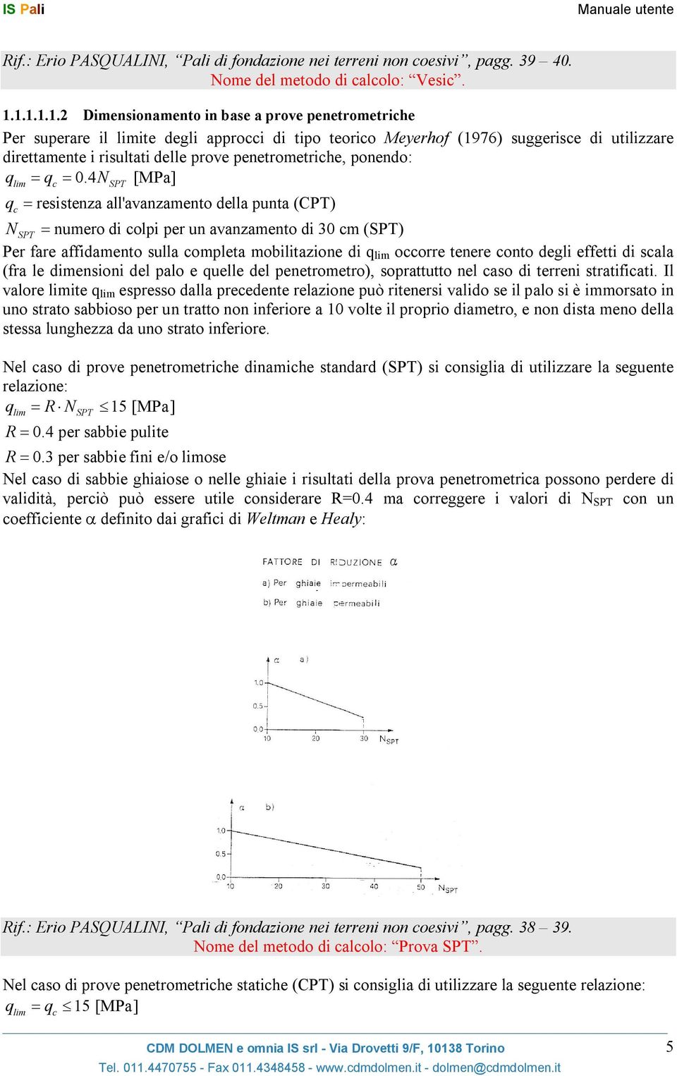 penetrometriche, ponendo: qlim qc 0.