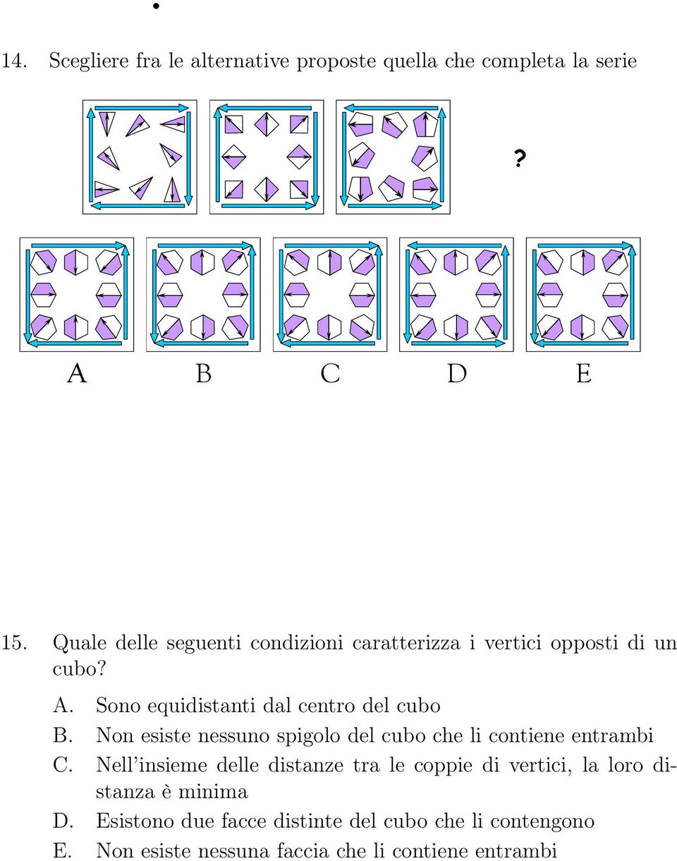 Sono equidistanti dal centro del cubo B. Non esiste nessuno spigolo del cubo che li contiene entrambi C.