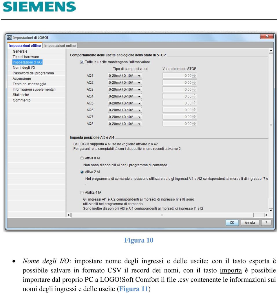 tasto importa è possibile importare dal proprio PC a LOGO!Soft Comfort il file.