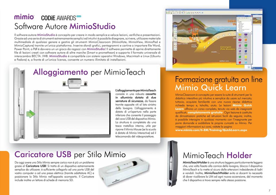 (MimioVote, MimioView, MimioPad e MimioCapture) tramite un unica piattaforma.