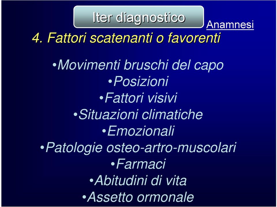 capo Posizioni Fattori visivi Situazioni climatiche