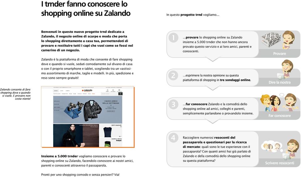 Zalando è la piattaforma di moda che consente di fare shopping dove e quando si vuole, seduti comodamente sul divano di casa o con il proprio smartphone e tablet, scegliendo tra un vastissimo