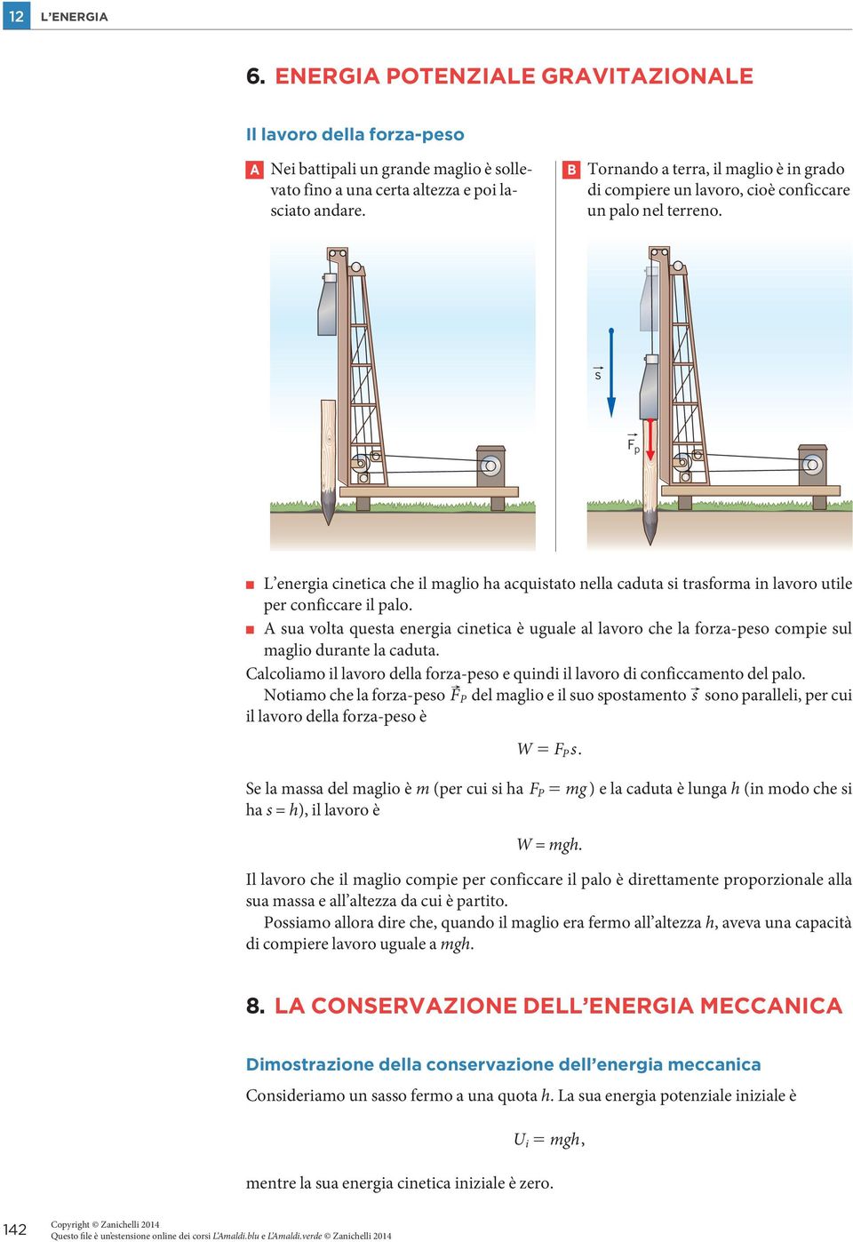 s F p L energia cinetica che il maglio ha acquistato nella caduta si trasforma in lavoro utile per conficcare il palo.