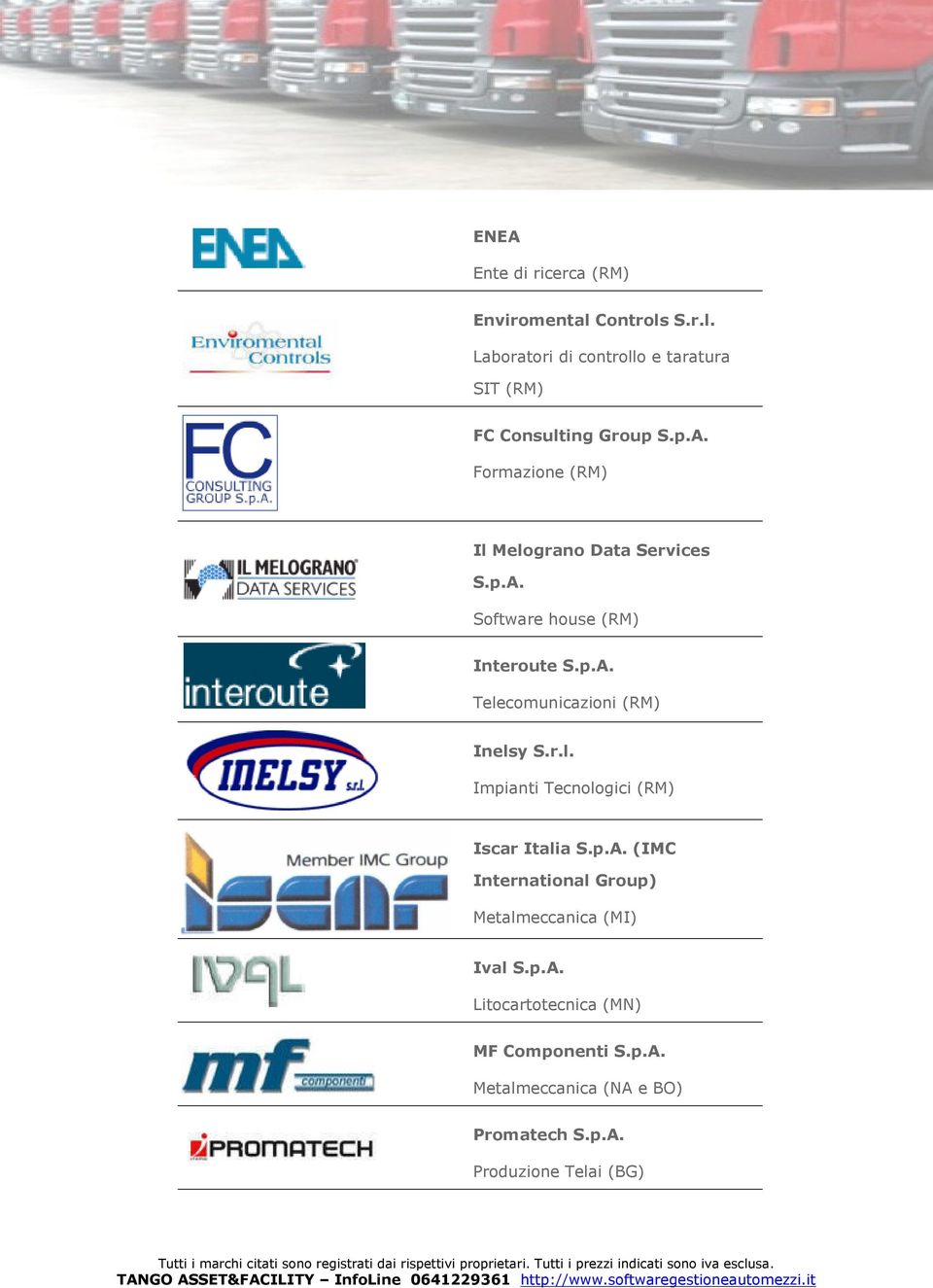 r.l. Impianti Tecnologici (RM) Iscar Italia S.p.A. (IMC International Group) Metalmeccanica (MI) Ival S.p.A. Litocartotecnica (MN) MF Componenti S.