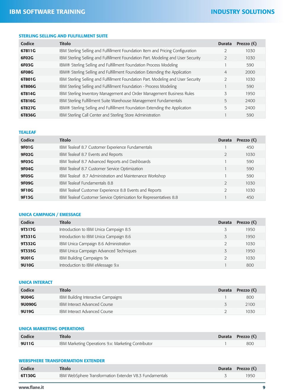 Modeling and User Security 2 1030 6F03G IBM Sterling Selling and Fulfillment Foundation Process Modeling 1 590 6F08G IBM Sterling Selling and Fulfillment Foundation Extending the Application 4 2000