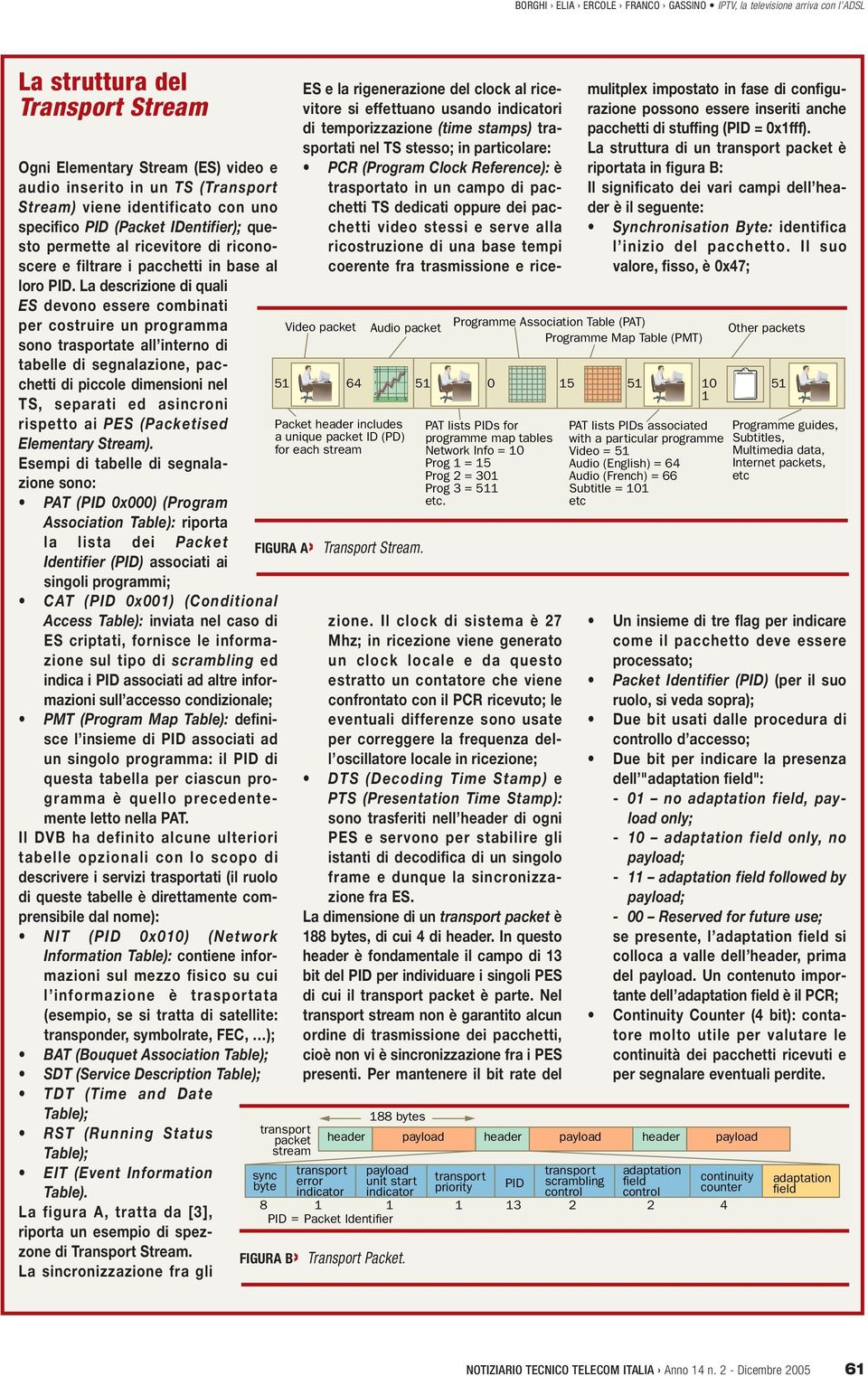 La descrizione di quali ES devono essere combinati per costruire un programma sono trasportate all interno di tabelle di segnalazione, pacchetti di piccole dimensioni nel TS, separati ed asincroni