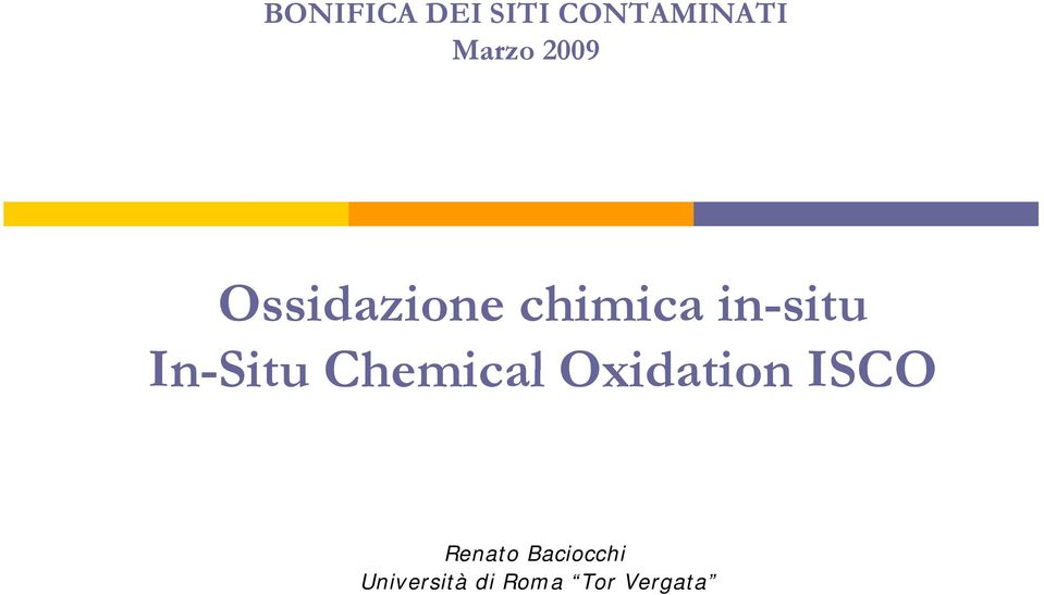 In-Situ Chemical Oxidation ISCO