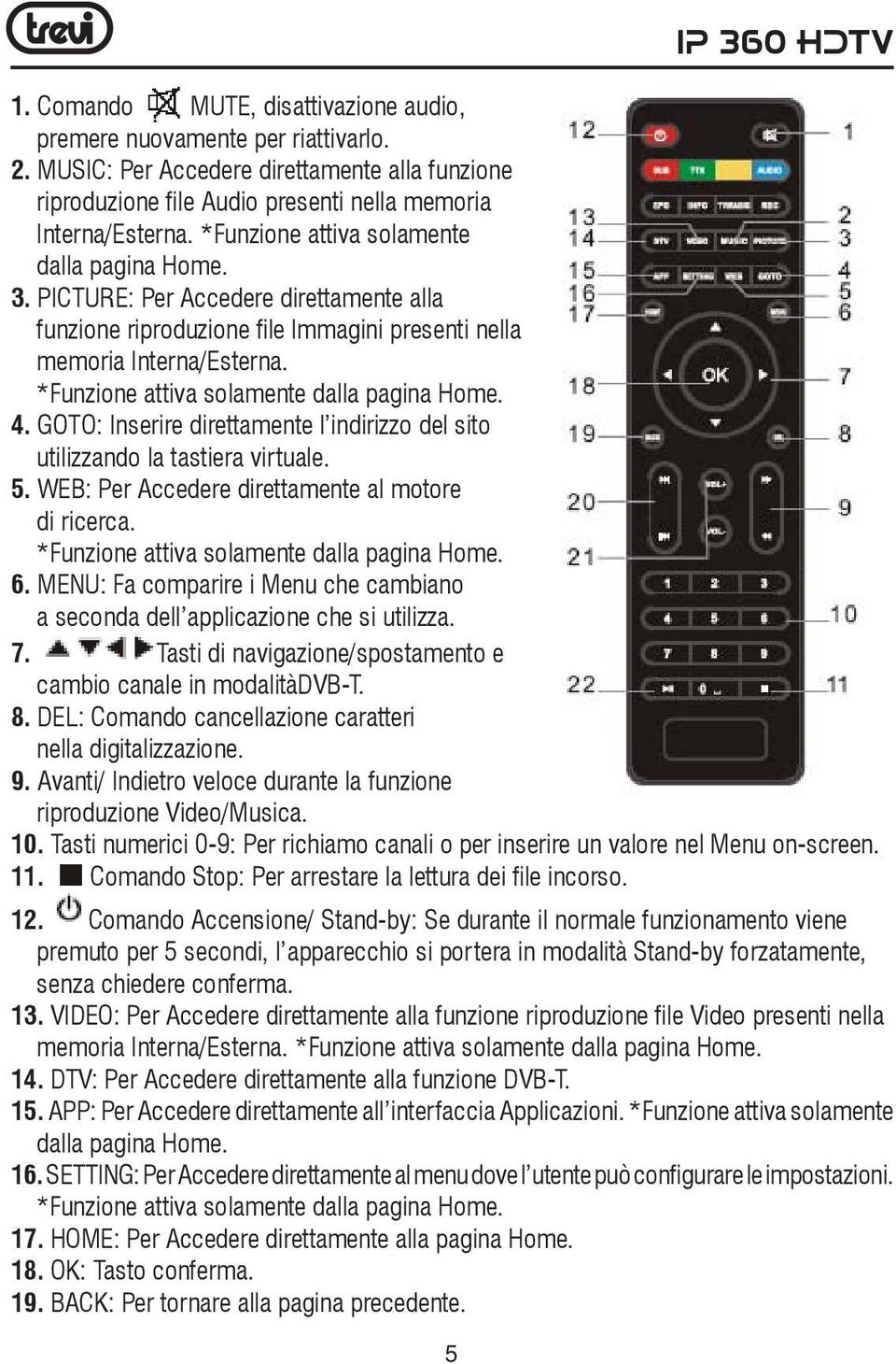 PICTURE: Per Accedere direttamente alla funzione riproduzione file Immagini presenti nella memoria Interna/Esterna. *Funzione attiva solamente dalla pagina Home. 4.