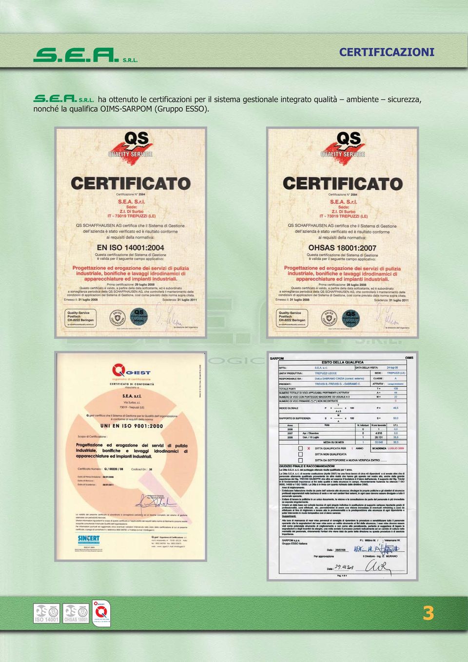 certificazioni per il sistema gestionale integrato