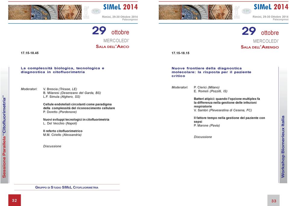 5 La complessità biologica, tecnologica e diagnostica in citofluorimetria Nuove frontiere della diagnostica molecolare: la risposta per il paziente critico Sessione Parallela Citofluorimetria